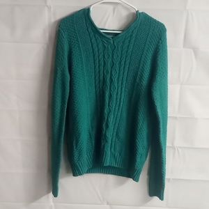 XL Laura Scott green cable knit sweater